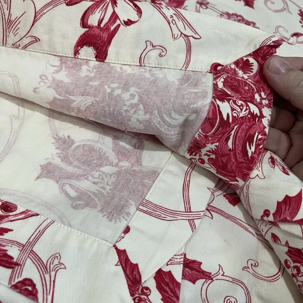 Zina‎ Vasi Red Holiday Toile Tablecloth Birds Bells Christmas Rectangle 70x90